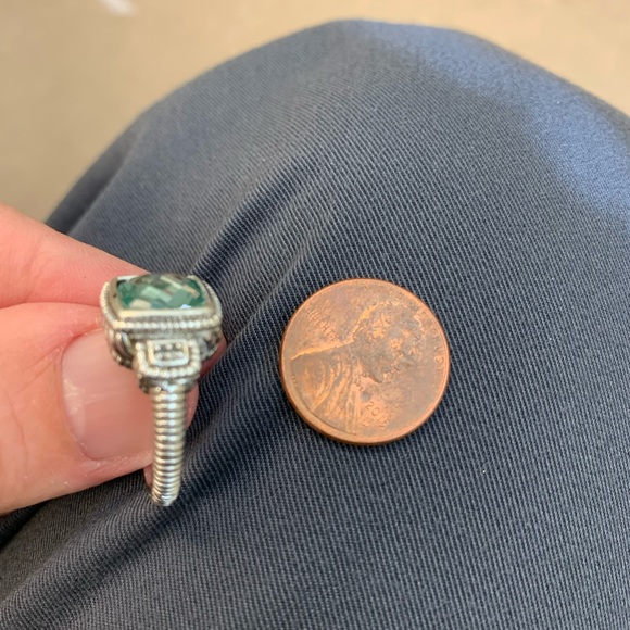 Judith Ripka SS, green amethyst and CZ -size 6.75 ring - Picture 3 of 14